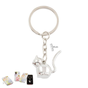 LLAVERO GATO PLATEADO