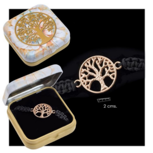 PULSERA ARBOL VIDA ORO ROSA NEGRO