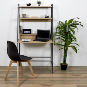 ESCRITORIO CON ESTANTE NEGRO