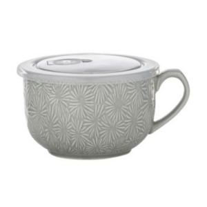 MUG/ TAZA CON TAPA  GRIS