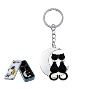 LLAVERO 2 GATOS NEGROS EN LUNA